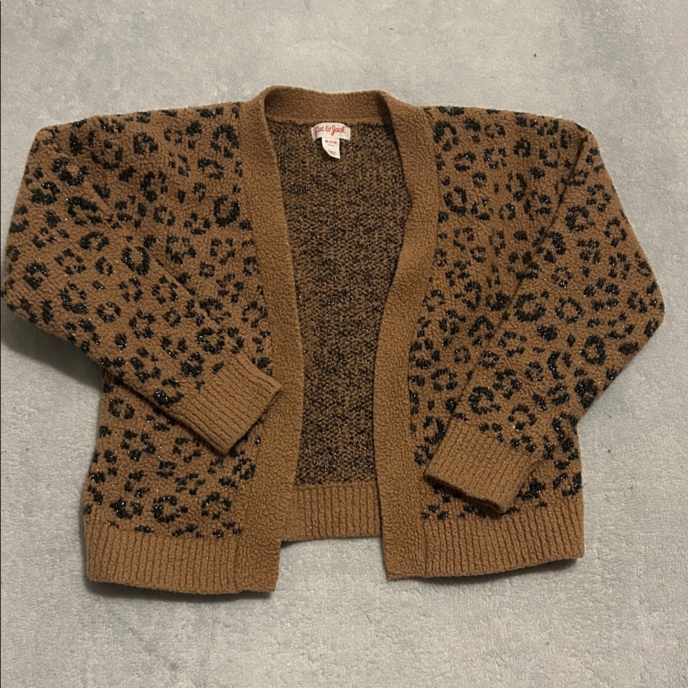 Cat & Jack Brown and Black Leopard Kids Cardigan